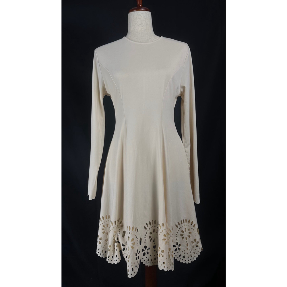 White scalloped holiday dress